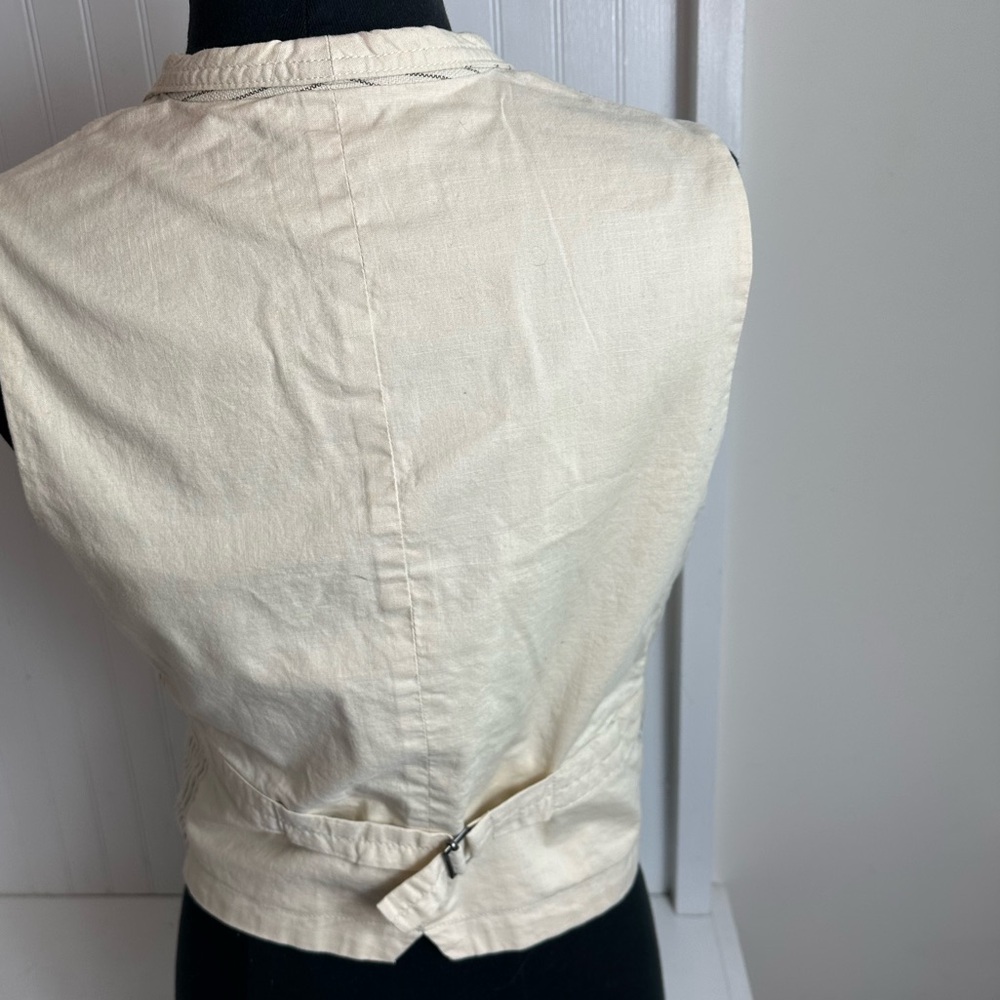 Denim & Supply Ralph Lauren Cream Pinstripe Double-Breasted Vest - Picture 5 of 14